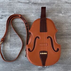Brown Violin-Shaped Crossbody Bag